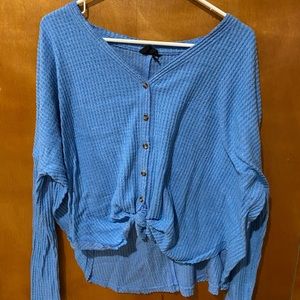 blue oversized long sleeved uo sweater